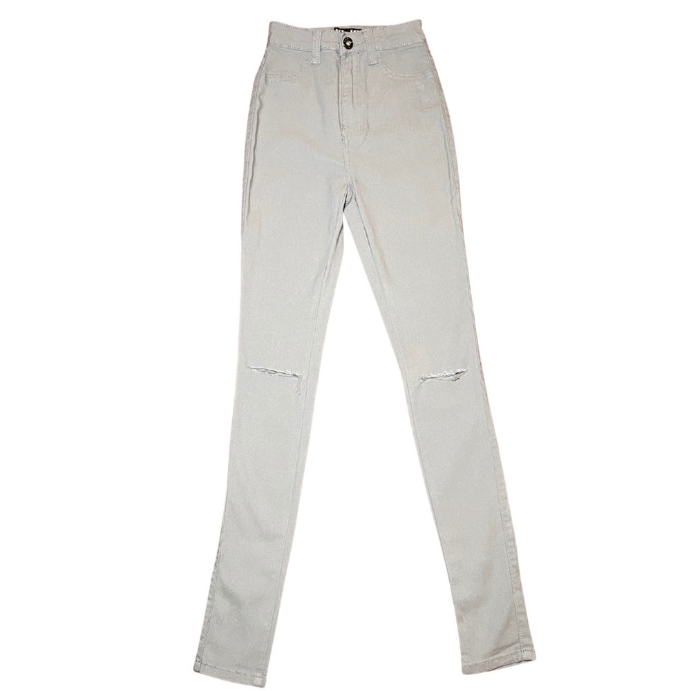 Stylish High-Rise Light Gray Jeans for Women